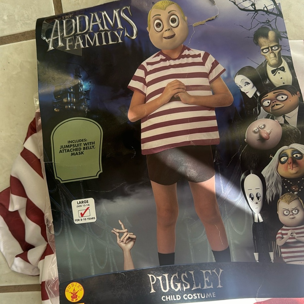 Adam’s Family Pugsly Costume kids size Large new Halloween Rubies Costume Co